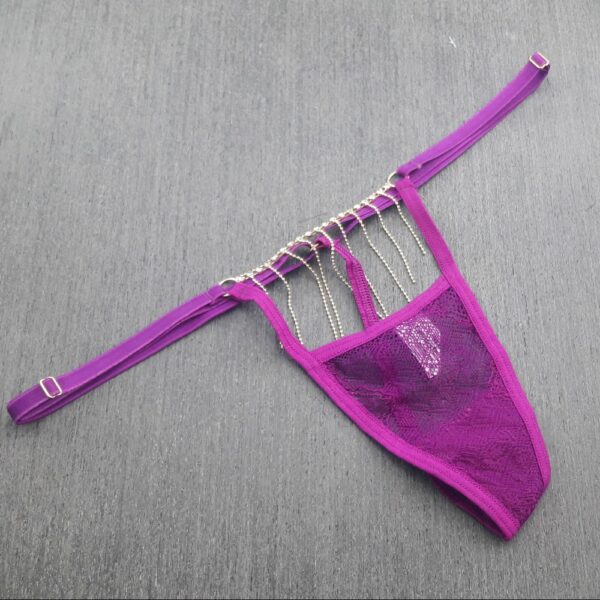 Calcinha Fio Dental Sexy e Luxuosa com Bijuteria em Strass - Imagem 4