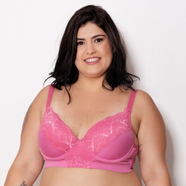 Sutiã Plus Size Poliéster com Bojo e Detalhes em Renda - Imagem 3