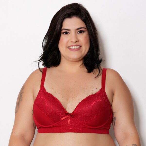 Sutiã Plus Size Poliéster com Bojo e Detalhes em Renda - Imagem 8