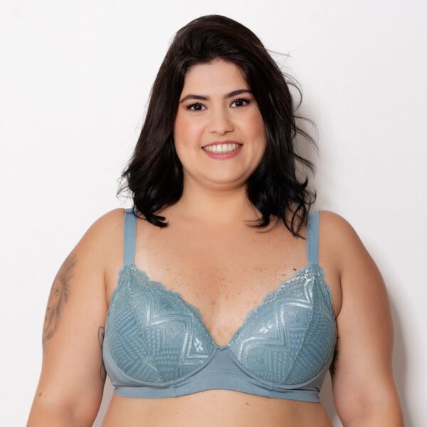 Sutiã Plus Size Bojo Microfibra e Renda Fechamento Triplo - Imagem 3