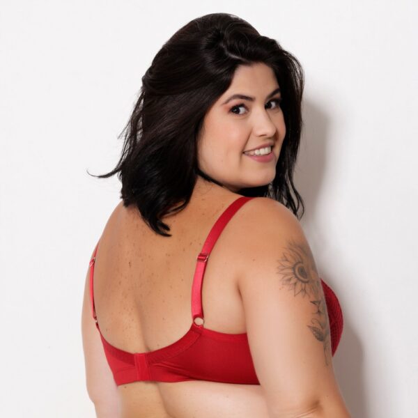 Sutiã Plus Size Bojo Microfibra e Renda Fechamento Triplo - Imagem 7
