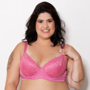 Sutiã Plus Size Bojo Microfibra e Renda Fechamento Triplo