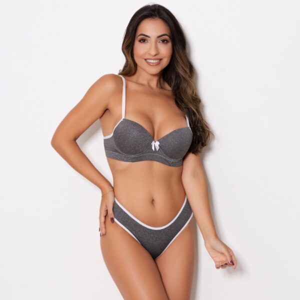 Conjunto Lingerie Sutiã com Bojo e Arco Calcinha Fio Duplo - Imagem 5