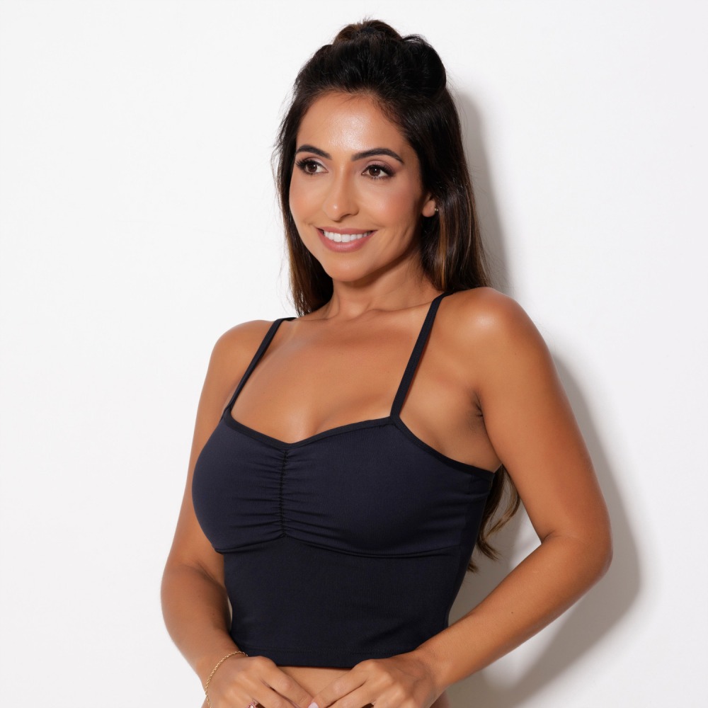 Top Fitness Academia Sustentação em Poliamida com Forro