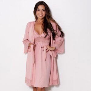 Camisola e Robe Amamentação Renda e Click Abertura Frontal