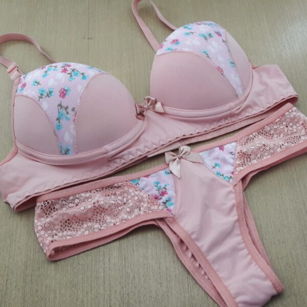 Conjunto Lingerie Poliamida e Renda com Bojo e Estampa - Imagem 5