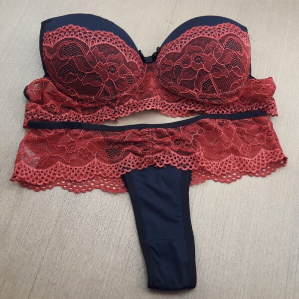 Conjunto Lingerie Poliamida e Renda Contrastante Bojo e Arco - Imagem 7