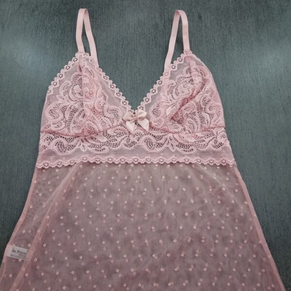 Camisola Tule Transparente Renda Decote Profundo e Calcinha - Imagem 4