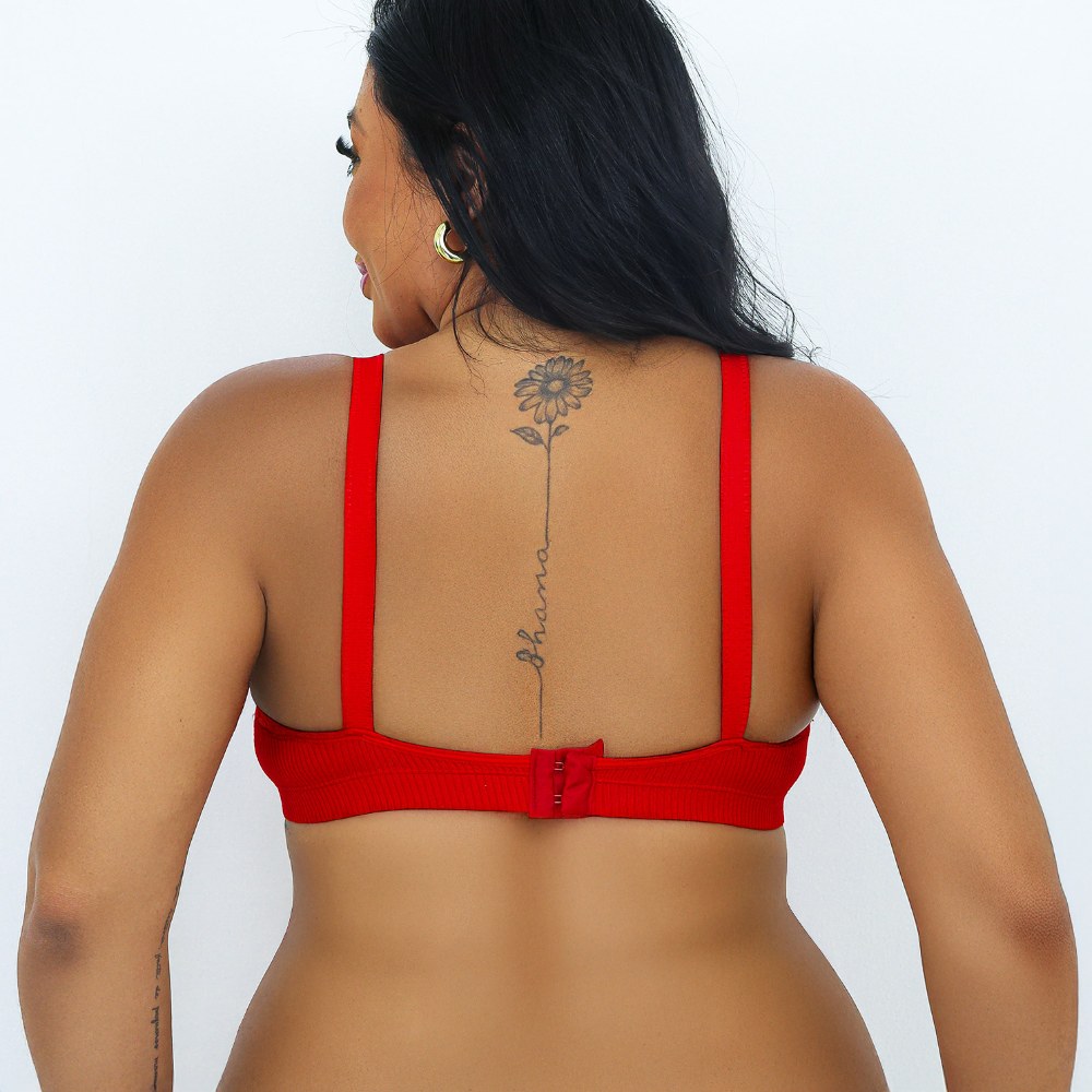 Sutiã Plus Size Sem Bojo Canelado com Renda - Imagem 7
