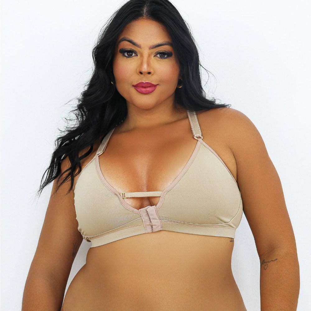 Sutiã Plus Size Sem Bojo Reforçado com Fecho Frontal - Imagem 4